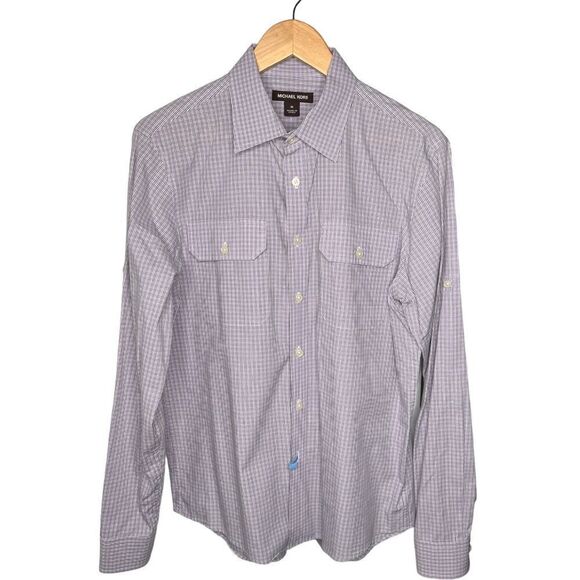 Michael Kors Long Sleeve Collared 100% Cotton Purple Button Down Shirt. Medium. - Picture 2 of 8